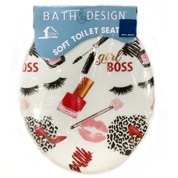 Toilet Seat Fashion Girl Boss Bath Decor White Pink Multicolor - Picture 1 of 16